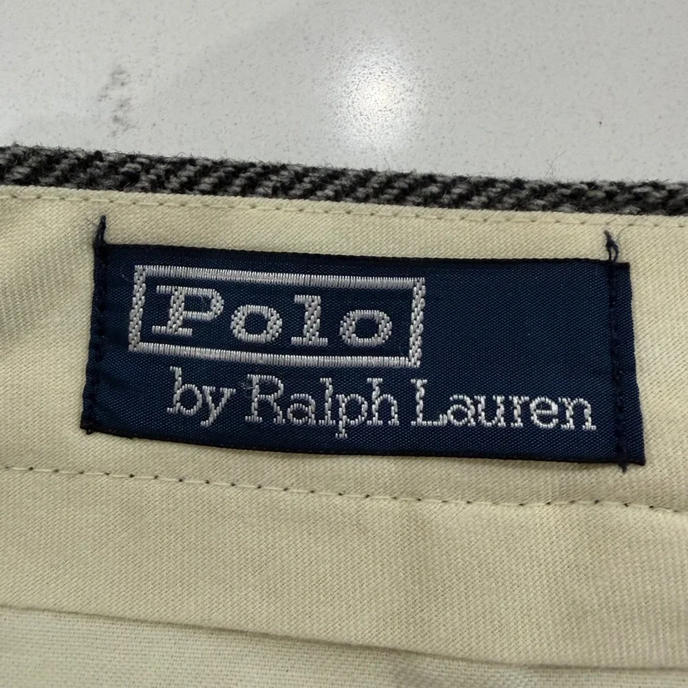 Polo‎ Ralph Lauren Vintage Grey Herringbone Wool Blend Trousers Mens 42x30